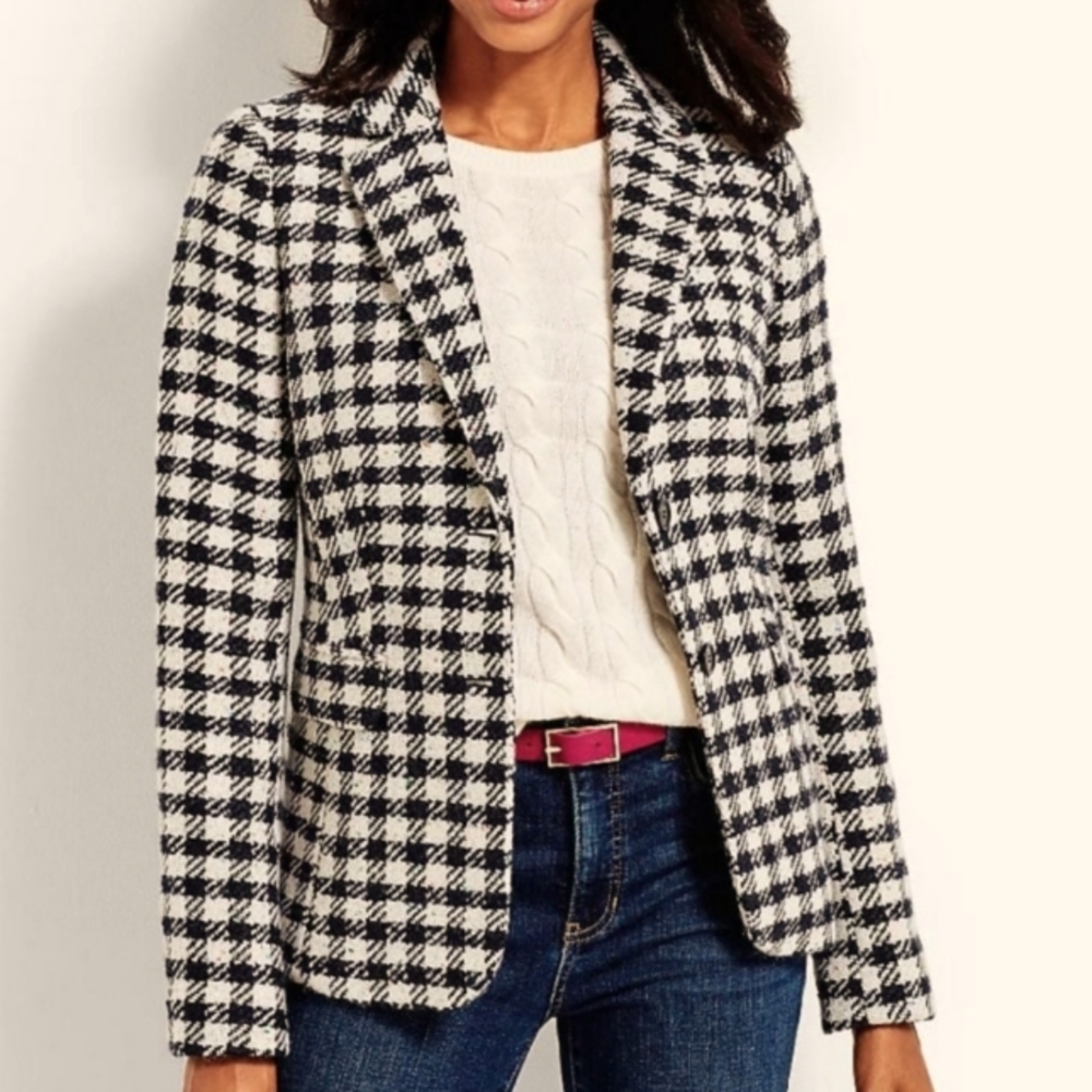 Wool blend confetti checkered blazer 🪞